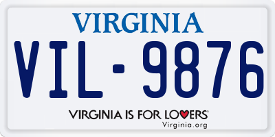 VA license plate VIL9876