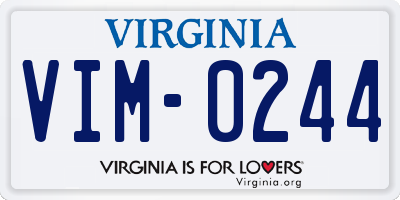 VA license plate VIM0244