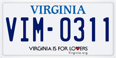 VA license plate VIM0311