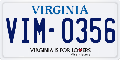 VA license plate VIM0356
