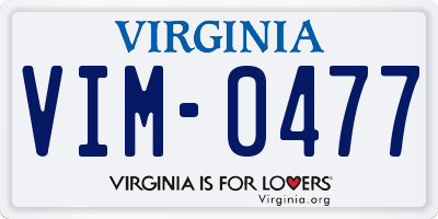 VA license plate VIM0477