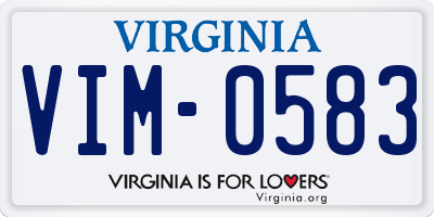 VA license plate VIM0583