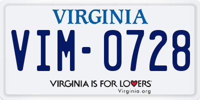 VA license plate VIM0728