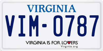 VA license plate VIM0787