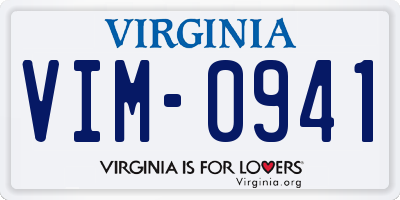 VA license plate VIM0941
