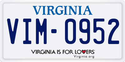VA license plate VIM0952