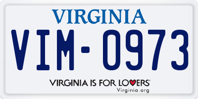 VA license plate VIM0973