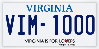 VA license plate VIM1000