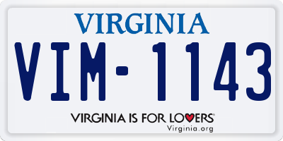 VA license plate VIM1143