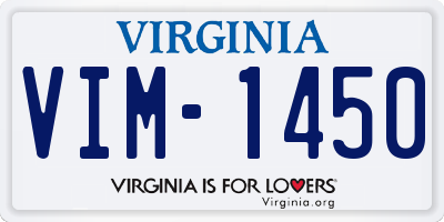 VA license plate VIM1450
