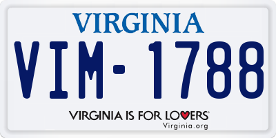 VA license plate VIM1788