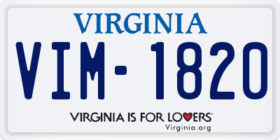 VA license plate VIM1820