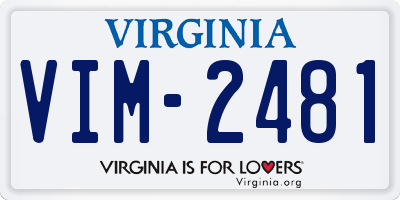 VA license plate VIM2481