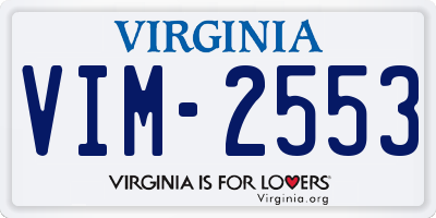VA license plate VIM2553