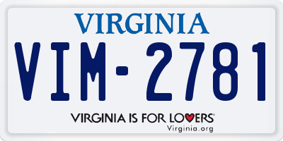VA license plate VIM2781