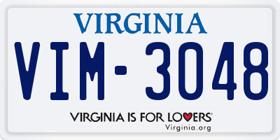 VA license plate VIM3048