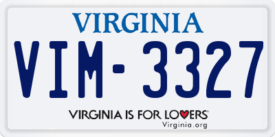 VA license plate VIM3327
