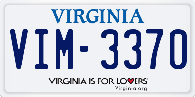 VA license plate VIM3370