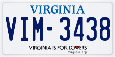 VA license plate VIM3438