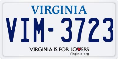 VA license plate VIM3723