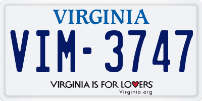 VA license plate VIM3747