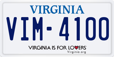 VA license plate VIM4100