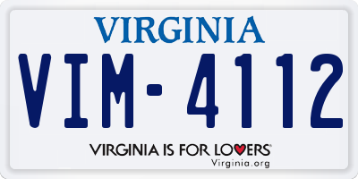 VA license plate VIM4112