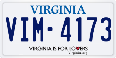 VA license plate VIM4173