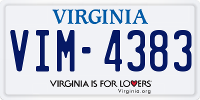 VA license plate VIM4383