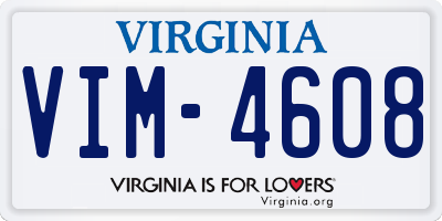 VA license plate VIM4608