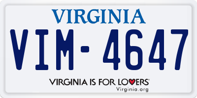 VA license plate VIM4647