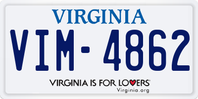 VA license plate VIM4862