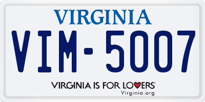 VA license plate VIM5007