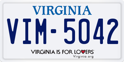 VA license plate VIM5042
