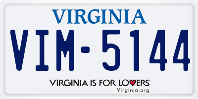 VA license plate VIM5144