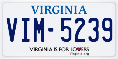 VA license plate VIM5239