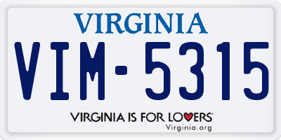 VA license plate VIM5315