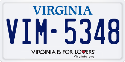 VA license plate VIM5348