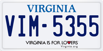 VA license plate VIM5355