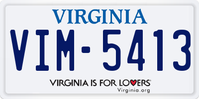 VA license plate VIM5413
