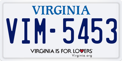 VA license plate VIM5453