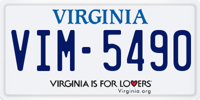 VA license plate VIM5490