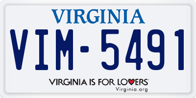 VA license plate VIM5491