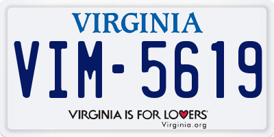 VA license plate VIM5619