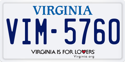 VA license plate VIM5760