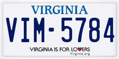 VA license plate VIM5784