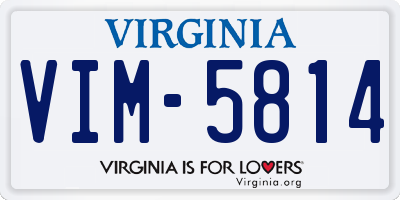 VA license plate VIM5814