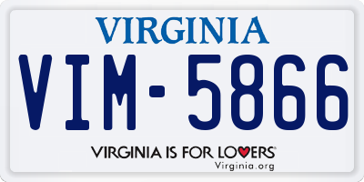 VA license plate VIM5866
