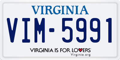 VA license plate VIM5991