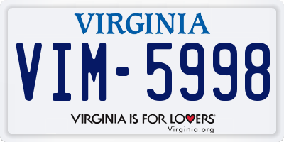 VA license plate VIM5998
